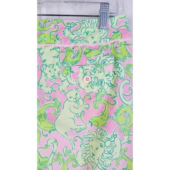 Lilly Pulitzer Animal Print Shorts Pink Green Pockets Women's  Size 8 - Picture 5 of 8